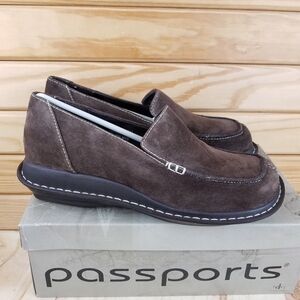Suede Leather Loafers Women's 9 US Brown Slip on Comfort Shoes Moc Toe NEW CL